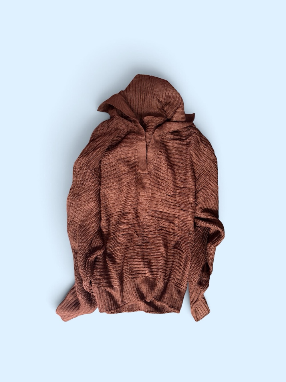 SHEIN Women's Ribbed Cowl Neck Sweater - Rust